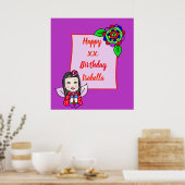 Niedliche kaukasische Mairy Girl Happy Birthday Poster (Küche)