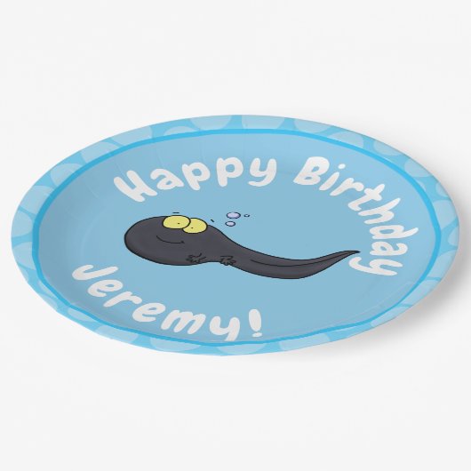 Niedliche Kaulquappen-Cartoon-Abbildung Pappteller (Schrägansicht)