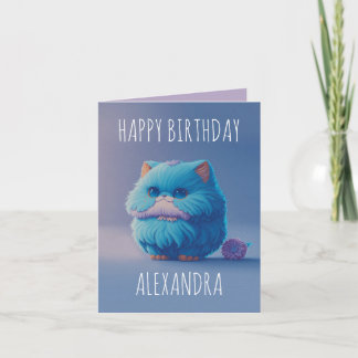 Niedliche Kawaii angora-Katze gefaltete Geburtskar Karte