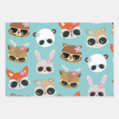 Niedliche Kawaii Animals Sonnenbrille in Blau Geschenkpapier Set (Vorderseite 3)