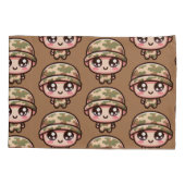 Niedliche Kawaii Army Camouflage Monogram auf Brow Kissenbezug (Rückseite)