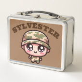 Niedliche Kawaii Army Camouflage Monogram auf Brow Metall Brotdose (Vorderseite)