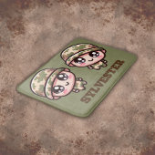 Niedliche Kawaii Army Camouflage Monogram auf Gree Badematte