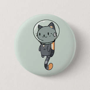 Niedliche Kawaii Astronautenkatze Button