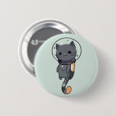 Niedliche Kawaii Astronautenschwarze Katze Button (Vorne & Hinten)