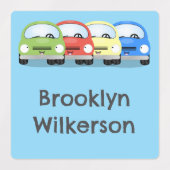 Niedliche Kawaii-Autos Cartoon personalisiert Etiketten (Design 2)