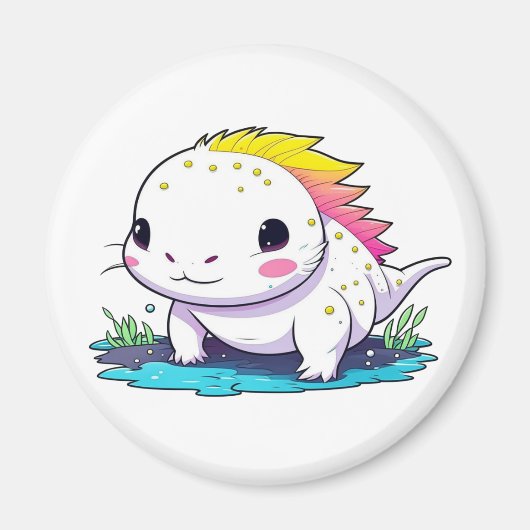 Niedliche Kawaii Axolotl Illustration Magnet (Vorne)