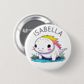 Niedliche Kawaii Axolotl Illustration Personalisie Button (Vorne & Hinten)