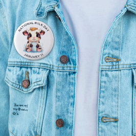 Niedliche Kawaii Baby Kuh trinkt Milch Button