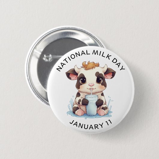 Niedliche Kawaii Baby Kuh trinkt Milch Button (Vorne & Hinten)