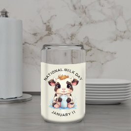 Niedliche Kawaii Baby Kuh trinkt Milch Dosenglas
