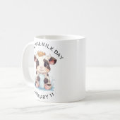 Niedliche Kawaii Baby Kuh trinkt Milch Kaffeetasse (Vorderseite Links)