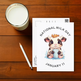 Niedliche Kawaii Baby Kuh trinkt Milch Postkarte