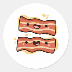 Niedliche Kawaii-Bacon-Streifen Runder Aufkleber
