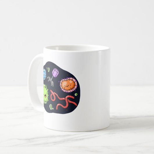 Niedliche Kawaii-Bakterien Kaffeetasse (Vorderseite Links)