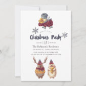 Niedliche Kawaii Bear Weihnachtsfeier Einladung (Vorderseite)