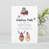 Niedliche Kawaii Bear Weihnachtsfeier Einladung (Stehend Vorderseite)