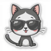 Niedliche Kawaii Black Cat mit Sonnenbrille Adorab Aufkleber (Vorderseite)
