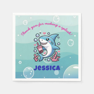 Niedliche Kawaii Boba Shark Personalisiert Baby Du Serviette