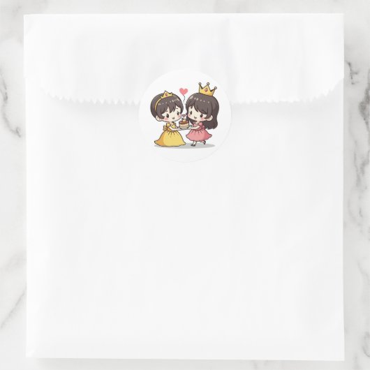 Niedliche Kawaii Bride and Groom - Märchen Runder Aufkleber (Tasche)