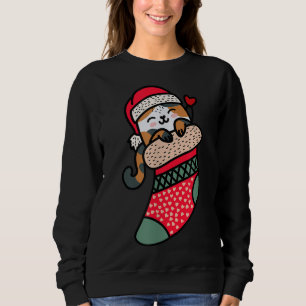 Niedliche Kawaii Calico Katze In Weihnachtssocke Sweatshirt