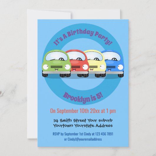 Niedliche Kawaii-Cartoon Einladung (Vorderseite)