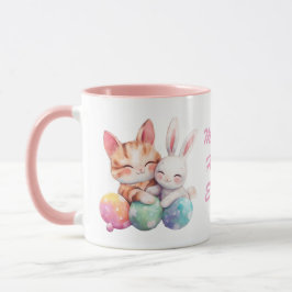 Niedliche Kawaii Cat & Bunny Oster Tasse Katze Lie