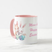 Niedliche Kawaii Cat & Bunny Oster Tasse Katze Lie (Vorderseite Links)