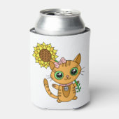 Niedliche Kawaii Cat Holding-Blume Dosenkühler (Kanne Vorderseite)