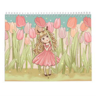 Niedliche Kawaii chibi Girls Kalender