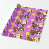 NIEDLICHE KAWAII-CHIBI-MOOSE-PINK-MALERIE GESCHENKPAPIER (Ungerollt)
