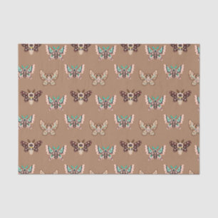 Niedliche Kawaii Chibi Moths on Coffee Tan Seidenpapier