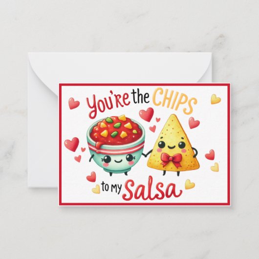 Niedliche Kawaii Chips und Salsa Mitteilungskarte (Vorderseite)