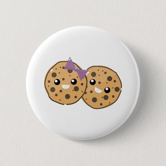 Niedliche Kawaii Chocolate Chip Cookie Couple Button (Vorderseite)