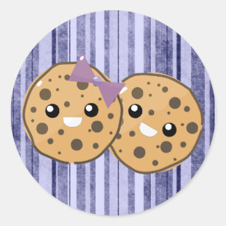Niedliche Kawaii Chocolate Chip Cookie Couple Runder Aufkleber