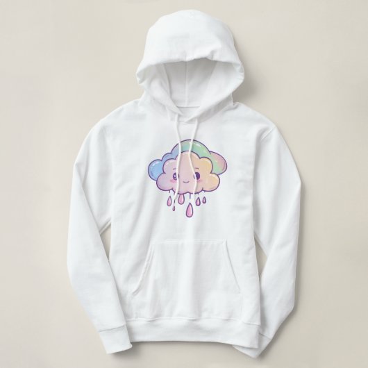 Niedliche Kawaii-Cloud mit Regenbogenfarben und Ra Hoodie (Design vorne)