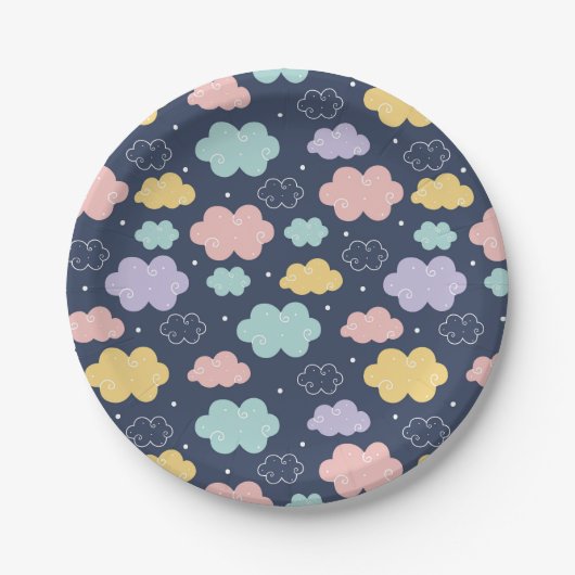 Niedliche Kawaii Cloud Pattern Papier Teller (Vorderseite)