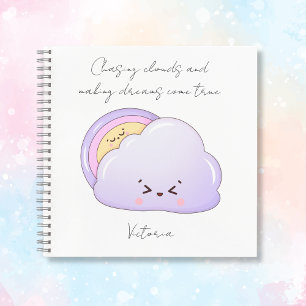 Niedliche Kawaii Cloud und Regenbogen Notizblock