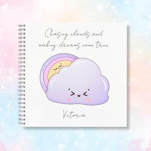 Niedliche Kawaii Cloud und Regenbogen Notizblock