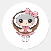 Niedliche Kawaii Coconut Stickers, Coconut Lady St Runder Aufkleber (Vorderseite)