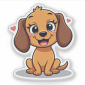Niedliche Kawaii-Dackel, aufsteigendes Gesicht, kl Aufkleber (Vorderseite)