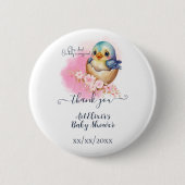 Niedliche Kawaii Egg Bird Elegante Floral Baby Dus Button (Vorderseite)