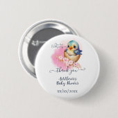 Niedliche Kawaii Egg Bird Elegante Floral Baby Dus Button (Vorne & Hinten)