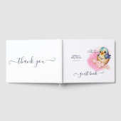 Niedliche Kawaii Egg Bird Elegante Floral Baby Dus Gästebuch (Voll)