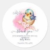 Niedliche Kawaii Egg Bird Elegante Floral Baby Dus Runder Aufkleber (Vorderseite)