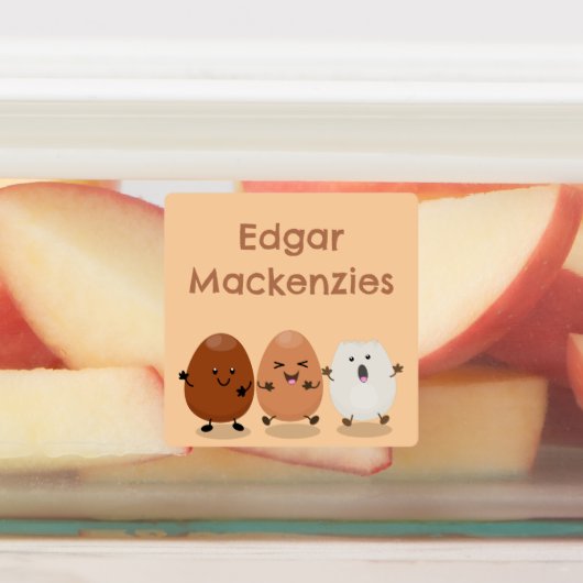 Niedliche Kawaii-Eier Komischer Cartoon personalis Etiketten (Befestigt)