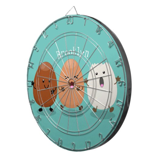 Niedliche Kawaii-Eier — lustige Cartoon-Illustrati Dartscheibe (Vorderseite rechts)