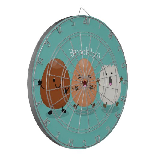 Niedliche Kawaii-Eier — lustige Cartoon-Illustrati Dartscheibe (Vorderseite Links)