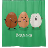 Niedliche Kawaii-Eier — lustige Cartoon-Illustrati Duschvorhang (Vorderseite)