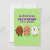 Niedliche Kawaii-Eier — lustige Cartoon-Illustrati Einladung (Rückseite)